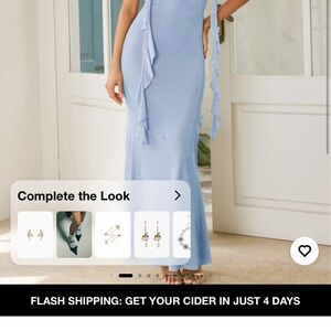 Cider Light Blue Maxi Dress with Ruffles